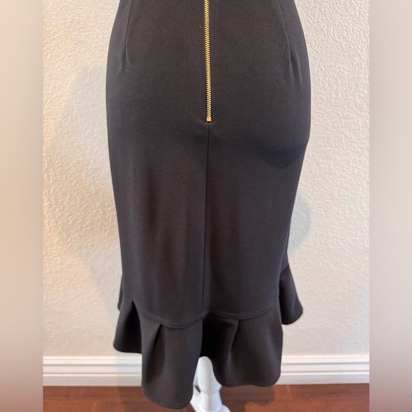 Calvin Klein Boat Neck Ruffle Hem Faux Wrap Dress – Black – Size 4 – Like New - Picture 10 of 16